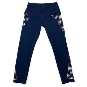 Athleta Navy Gel Dot Sonar Capri Leggings Navy Blue Athletic Pants Size XXS